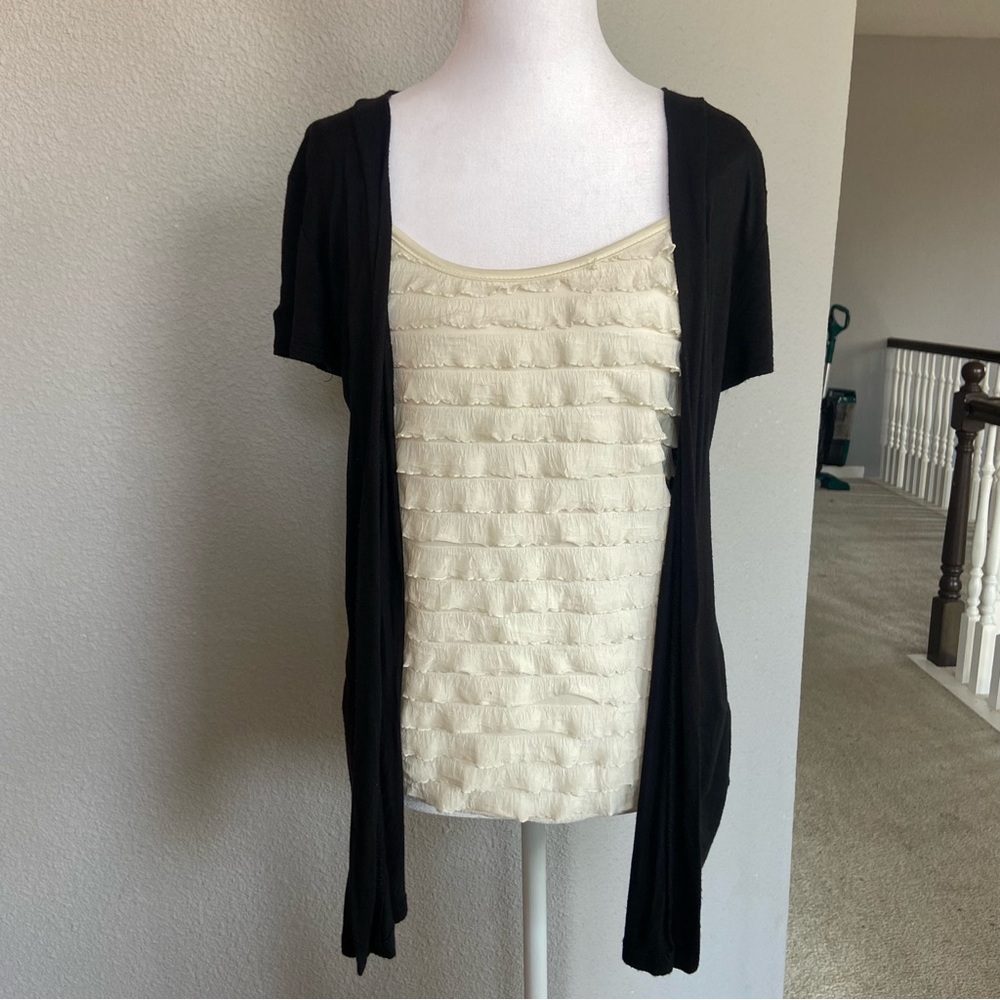 Lavish Cream and Black Ruffled Camisole
